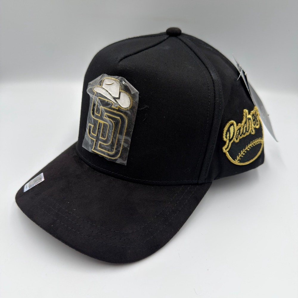 MZ Hats San Diego Padres Snapback Hat Black Gold Play Hard Win Custom Cap OSFM